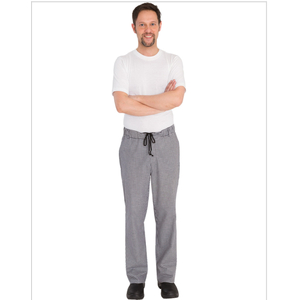 PANTALONE CUOCO QR.BCO/ NE C/ COULISSE  LAMPO BOTT.PASS.100% COTONE